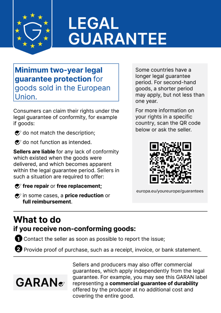 legal guarantee notice en